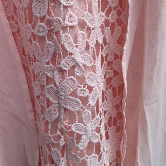 ❌DONATED❌Peach Blush Crochet Floral Lace Detailed Lined Maxi Romper - Picture 12 of 15